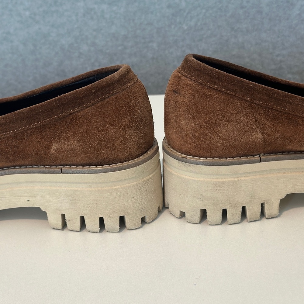 Gianluca Pisati Women’s Brown Suede Lug-Sole Penny Loafers - Picture 5 of 8